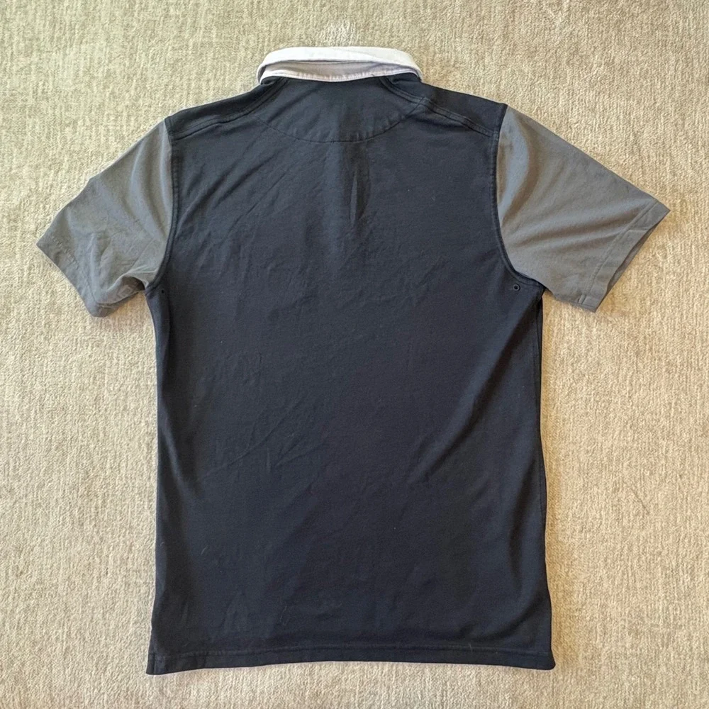 Nike Polo Shirt Mens M Black Grey Colorblock Dri-FIT Short Sleeve Golf Office‎